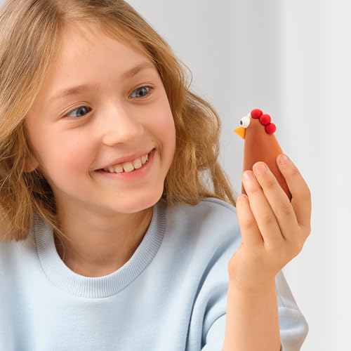 HEY CLAY Modelling Air-Dry Clay with Fun Interactive App - Non-Toxic, Non-Stick Modeling Clay Crafts Set for Kids Ages 3 to 8-3 cans (Farm Birds: Rooster) - color: Rooster