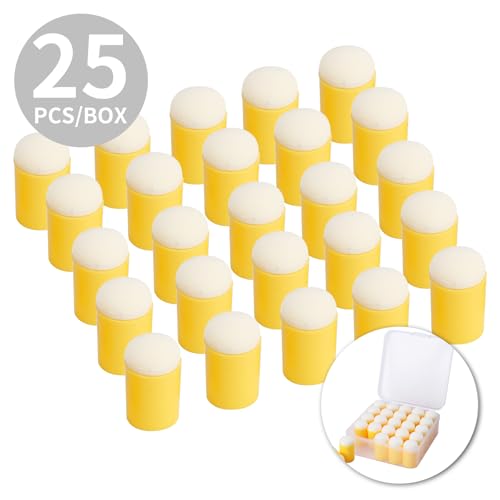 25PCS Sponge Daubers W/Storage Case -Applicator for Stenciling, Sponging, and Creating Detailed Effects - Great for Applying Ink, Chalk, Paint, and More to Your Projects - color: Yellow