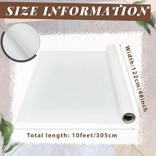 Kinlop 48 x 10 Feet Inch Double Primed Cotton Canvas White Canvas Roll for Oil and Acrylic Paint - color: White, size: 48 Inch X 10 Feet