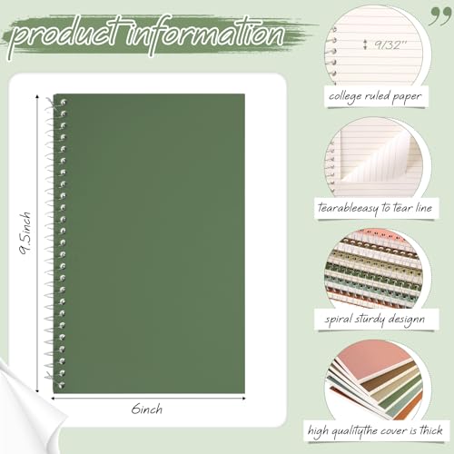 Teling 6 Pcs 2 Subject Notebook Small Spiral Notebook College Ruled 9-1/2 x 6 Inch Spiral Journal 100 Sheets Assorted Colors Easy Tear Line for Office Operation Christmas Items Bulk (Classic Color) - color: Classic Color