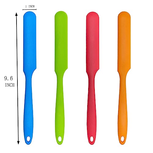 4Pcs Jar Spatula Long Handle Silicone,Kitchen Scraper for Mixing,Scraping, Cake Icing & Butter