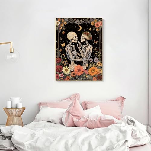 KICHANG Skull Diamond Art Kits for Adult Diamond Painting Kit for Beginner | Skeleton 5D DIY Diamond Dots Full Drill Crafts for Gem Art Dot Art for Adults Home Wall Decor for Teens Boys Girls 12x16 inch - color: DP04603