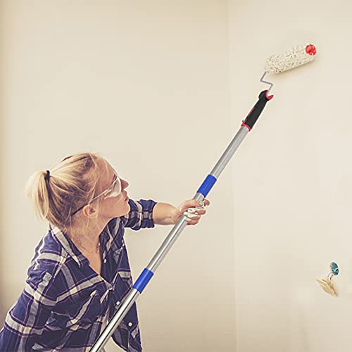 FLY HAWK Paint Roller,4 FT Brush kit Multi-Function Paint Roller kit with House Paint Roller Brush Stainless Steel Pole, New Splicing Rod, Mural Brush for Walls and Ceiling (White) (4 FT) - size: 4 Feet