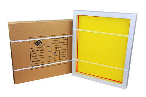 20 x 24 Inch Pre-Stretched Aluminum Silk Screen Printing Frames with 305 Yellow Mesh (2 Pack Screens)