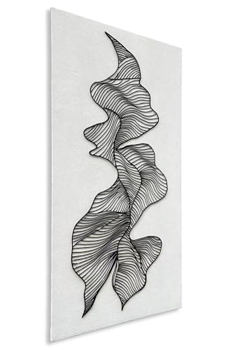 NANKAI Art Hand-Painted Black Texture Oil Painting Contemporary Minimalist Art White Abstract Painting Wall Decoration for Home or Office 24x48 inches - color: Nkhb362