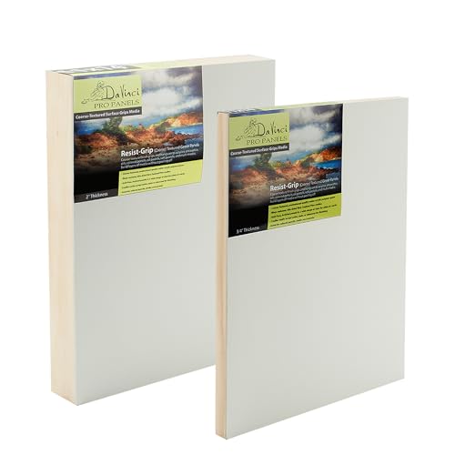 Da Vinci Pro Resist-Grip Coarse Textured Gesso Board, 9x12-6 Pack, 3/4" Depth Art Boards for Painting, White Acrylic Polymer with Quartz Sand, Warp-Resistant Cradled and Sealed MDF Panel