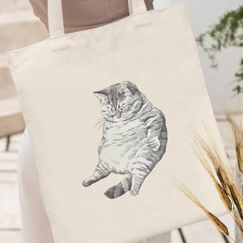 Canvas Aesthetic Tote Bag for Women with Inner Pocket Totes Shoulder Book Bag Shopping Reusable Grocery Bags - color: Naughty Cat Tote Bag