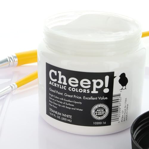 Cheep! Acrylic Paints, 16.9 oz. Jar - Titanium White, Perfect for Artists - Quality Acrylic Paint Heavy Body Paint Artist and Student - color: Titanium White, 16.9-ounce
