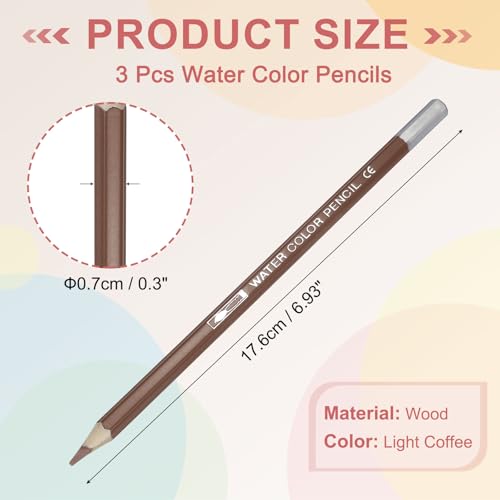 PATIKIL Watercolor Pencils, Light Coffee Color Pencil Set Sketch Coloring Drawing Colored Pencils Bulk Artist Drawing Supplies for Adult Coloring Book Blending, 3 Pcs - color: Light Coffee