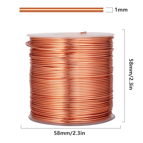 328FT 18 Gauge Bendable Copper Aluminum Craft Wire for Jewelry Making Craft | 1mm Thick Soft Metal Aluminum Armature Wire Roll Bulk for Sculpting Beading DIY Craft - color: Copper, size: 18 Gauge