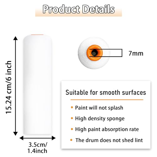8 Pieces 6 inch Foam Paint Roller Cover with 2 Frame Set | High Density Foam Paint Roller Covers, Mini Paint Roller Kit for Painting Walls, Ceilings, Cabinets, Cupboards, Doors - size: 6",8pcs