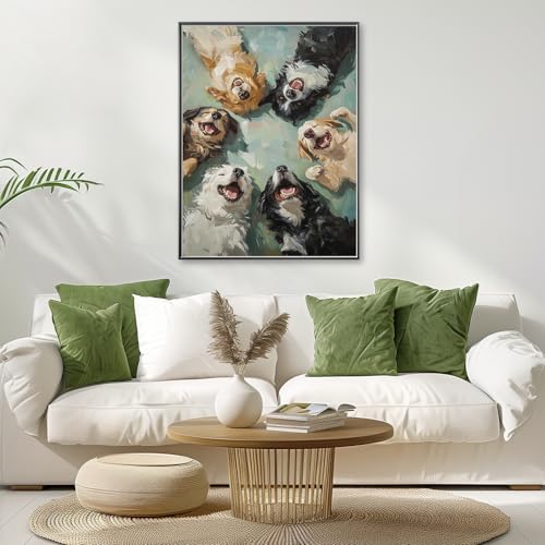 Happy Dogs Diamond Art Kits for Adults,Funny Animal Diamond Painting | Diamond Art Kit for Beginners, 5D DIY Full Drill Diamond Painting Gem Art, Home Wall Art Gifts(12x16 inch) - color: DP03652