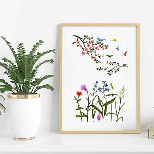 Marspark 20 Pcs Wildflower Stencils, Rectangular Style, 6 x 4.7 Inch - size: 6 x 4.7 Inch, style: Rectangular Style