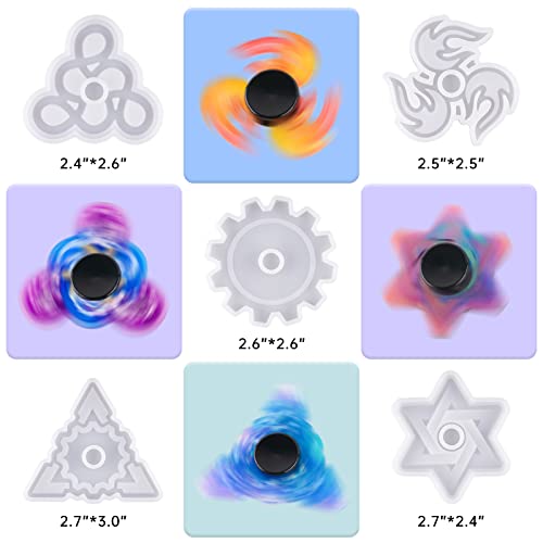 NiArt Fidget Finger Spinner DIY Epoxy Resin Casting Silicone Mold Kit 5 Molds with 10 Bearings Set, Stress Reliever Hand Fidget Toy Gift for Kids and Adults Art Crafts Home Decorations Jewelry (Set A) - size: 5 Molds (A) + 10 BLACK Bearings