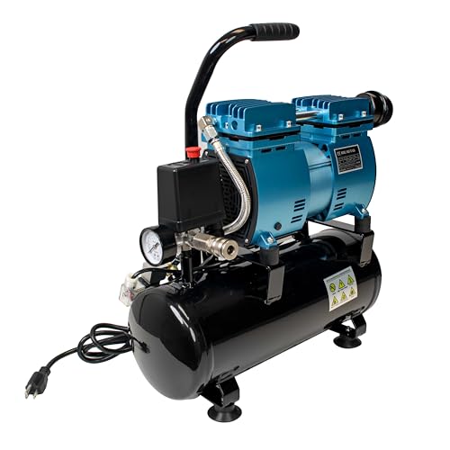 Master Airbrush Super Powerful 1 HP Air Compressor with Extra-Large 9 Ltr Storage Tank, Model TC-626 - Professional High-Performance, Airflow 85 Ltrs/Minute, 3 CFM - Hose, Pneumatic Tools, Work Shop - style: 1 HP with Tank