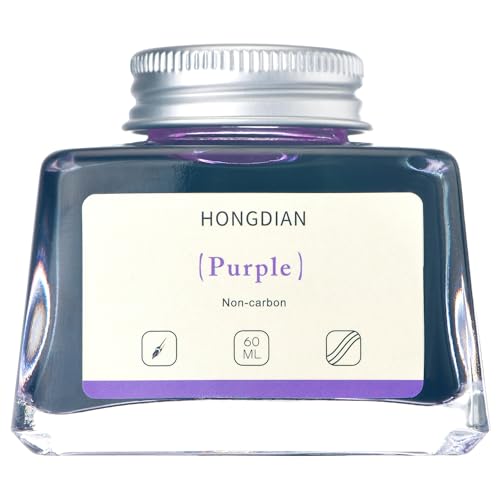 Hongdian Fountain Pen Bottled Ink Purple Color, 60ml Non Carbon Inkwell Bottle, Artist Calligraphy Ink - color: Purple