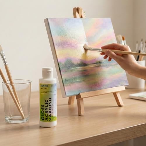 4.06fl oz High Gloss Varnish Clear Paint Sealer for Acrylic Painting | Non-Yellowing Artist Protective Finish on Canvas, Wood, Ceramic - style: Gloss