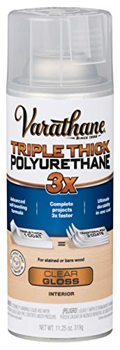 Varathane Triple Thick Polyurethane Gloss Wood Finish Spray | One Coat Protection, Self-Leveling Formula, Scratch And Stain Resistance, Aerosol Application, 11.25 Oz - size: 11.25 oz Spray (Pack of 1), style: Gloss