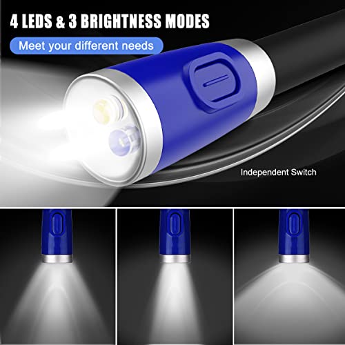 Rechargeable, Hands-free Neck Book Lamp with 4 LED Bulbs, 4 Adjustable Brightness, USB Cable Included for Reading in Bed or Car - color: Navy Blue
