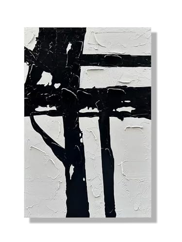 NANKAI Art Hand-drawn black and white abstract decorative oil painting - color: NKHB009
