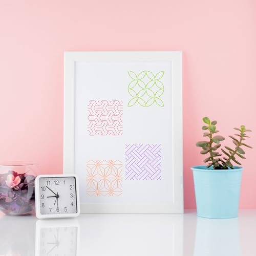 24Pcs Sashiko Stencil for Crafts, Reusable Embroidery Stencils Geometric Line Stencil Kit, Quilting Templates for Sewing Hand Quiltings Crafting Clothes