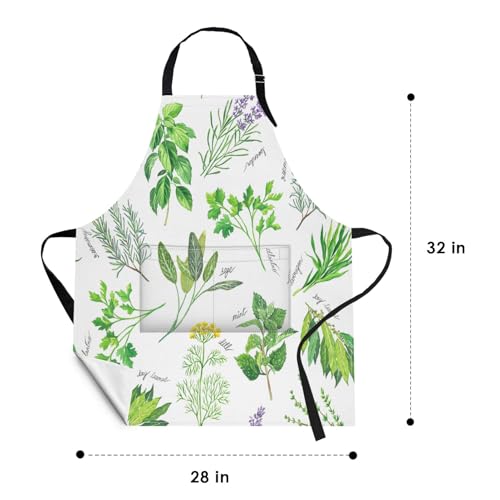 Britimes Apron with Pockets, 32x28 inch, for Women Men, Green Leaf - color: Herb