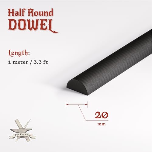 The Foamory Black EVA Foam Dowel - Half Round 20mm x 1M Length Craft Stick - color: 1 Pack: 1M Length - 20mm Thickness, style: Black - Half Round Dowel