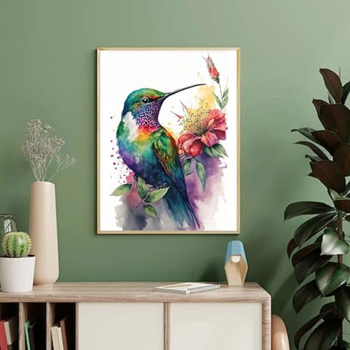 Ausanrl Hummingbird Diamond Painting Kits for Adults 12x16in | Bird Diamond Art Kits for Adults,5D Diamond Painting,DIY Gem Art Bird Home Wall Decor Perfect for Relaxation Art and Crafts - color: Hummingbird, size: 12x16inch(Round diamond painting)