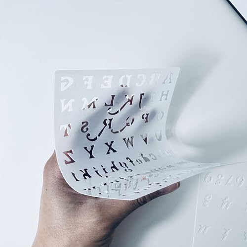 12 Pcs Letter Number Symbol Stencils, 7 x 5 Inch Reusable Templates for Diary, Planner, Scrapbook & School Projects - color: 12 Letter Number