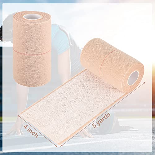 Nuanchu 2 Rolls Adhesive Elastic Tape Bandage Wrap,4 Inch Wide, Apricot | Flexible Stretch Bandage Tape for Sports Ankle Knee Wrist, Vet Wrap for Horses Pets Dogs, Self Adhesive - color: Beige, size: 4 Inch Wide