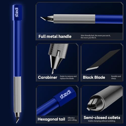 Stedi All Metal Craft Hobby Knife Kit, Model Hobby Making Tools | Precision Craft Knife with 20PCS Blades for Gundam, Scale Military Model, 3D Resin Parts Blue - color: Blue