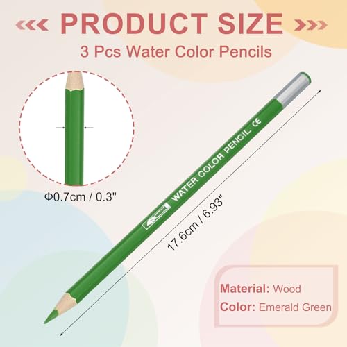 PATIKIL Watercolor Pencils, Emerald Green Color Pencil Set Sketch Coloring Drawing Colored Pencils Bulk Artist Drawing Supplies for Adult Coloring Book Blending, 3 Pcs - color: Emerald Green