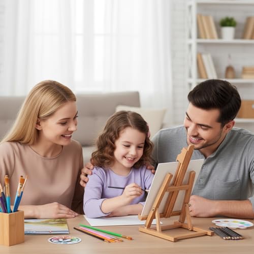 46 Pcs Kids Acrylic Painting Set with Table Easel, Purple | Art Painting Kit with Paints, Canvas, Paintbrushes, Canvas Supplies Kit for Kids, Adults, Beginners, and Artists - color: Purple