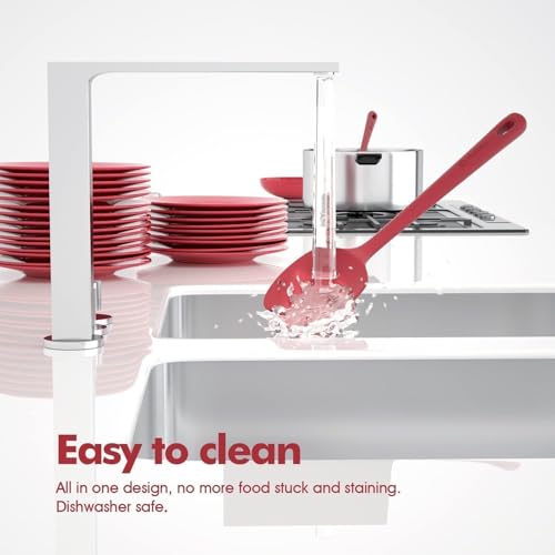 ChefAide 4 Pieces Silicone Spatula Set, Food Grade Rubber Spatula, Upgrade Strong Handle with Ergonomic Grip, Heat Resistant for Nonstick Cookware, Cooking - color: Red, size: 4 pieces