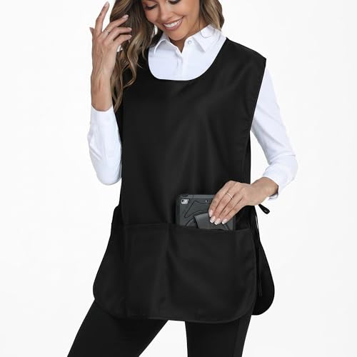 Unisex Cobbler Apron with 3 Deep Pockets, Smock Vest Apron | Multiple colors available, Blank No-Logo, Adjustable Drawstring & Side Ties, Applicable for Cooking, Kitchen,Garden, Cleaning - color: 7 Pack - Cobbler Apron Black
