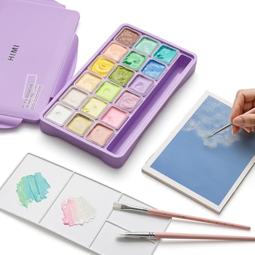 HIMI Gouache Paints set, 18 Colors, 30ml, 18 US fl oz, Non Toxic Paint for Canvas and Paper, Art Supplies for Professionals, Student, Kids and More (Purple)
