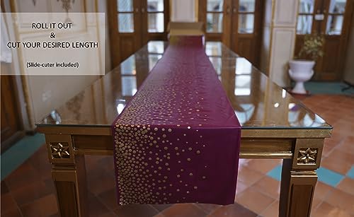 Neatiffy Disposable Plastic Table Cloth Roll with Slide Cutter | Waterproof Cover for Rectangle, Square, Oval Tables | Picnic, Party, Banquet, Birthdays, Weddings - Burgundy Gold Dots - color: Burgundy Gold Dots, size: 54 inches X 100 feet