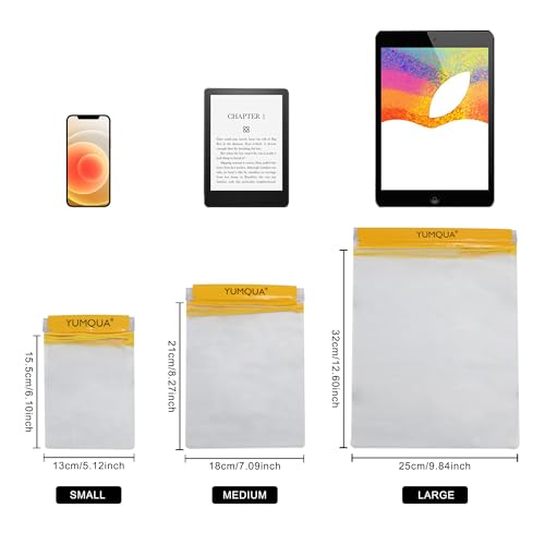 YUMQUA Waterproof Pouch Dry Bags Document Map Holder for Water Sport 3PACK - color: Yellow
