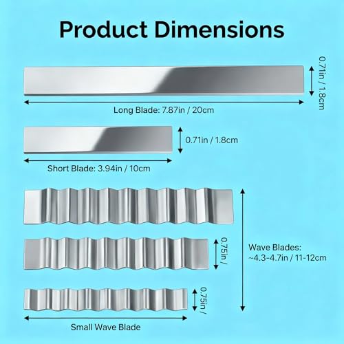 Polymer Clay Cutters - Premium Stainless Steel Clay Cutting Tools Set with 2 Straight Tissue Blades for Polymer Clay, 3 Curved Wave Blades, Professional Clay Slicing Tool Kit -Protect Fingers - size: 5