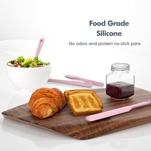 ChefAide 5 Pieces Silicone Spatula Set, Food Grade Rubber Spatula, Upgrade Strong Handle with Ergonomic Grip, Heat Resistant Up to 600°F for Nonstick Cookware, Cooking - color: Pink, size: 5 pieces