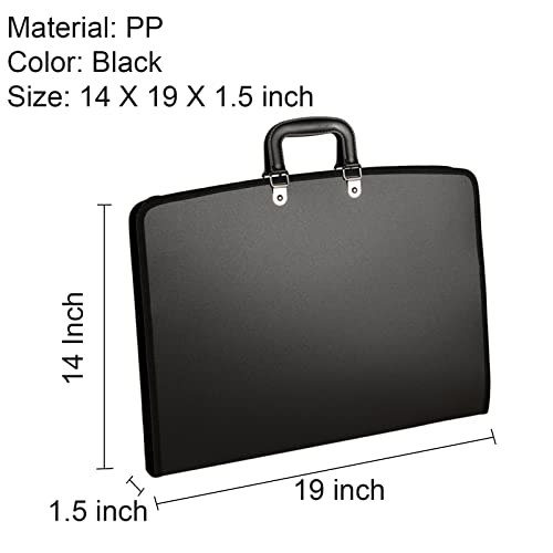 Acocony 11x17 Art Portfolio PP Material Black Pack of 1 | 11x17 Art Portfolio Case with Zipper Closure Oxford Cloth Edge Waterproof - color: Black
