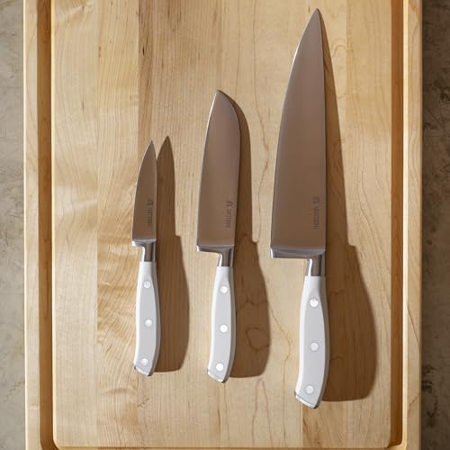 Yatoshi Magnetic Kitchen Knife Block Set 6 Pcs White - Pro Kitchen Knife Set Ultra Sharp High Carbon Steel - color: White, size: 6-Piece