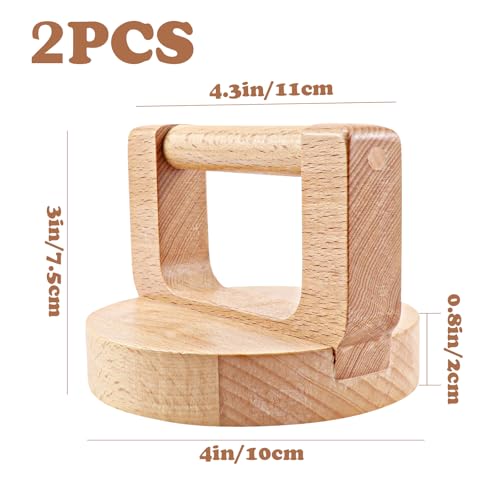Block Printing Baren, 4 Inch Bamboo and Wood Baren for Printmaking, 2Pack Smooth Varnished Bottom Baren Ideal for Block Printing, Linocut, Crafting, Scrapbooking