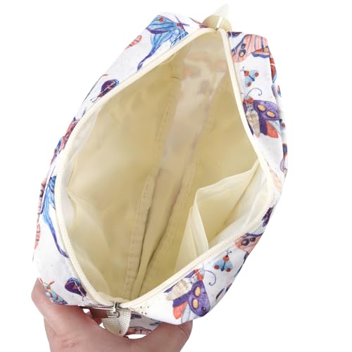 Multiple Pockets Portfolio Organizer with Zippered,Storage Pencil Pouch Bag - color: White Moth