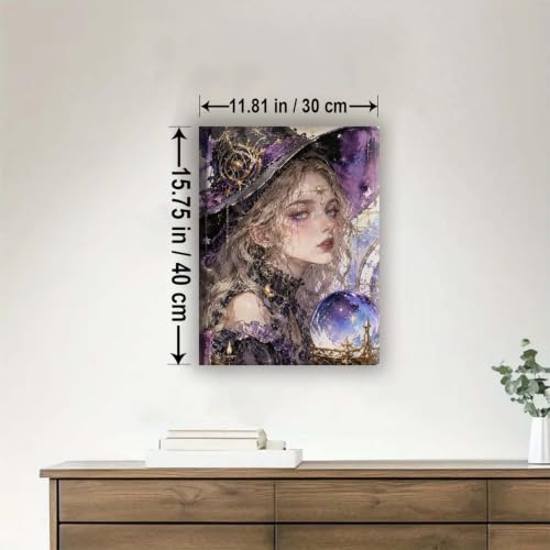Aeontinity Astrology Witch Gothic Framed Canvas DIY Paint by Numbers Kit Bar Cafe Cave Home Room Wall Bathroom Porch Patio Decor Gift, 16 x 12 Inch - color: ASTROLOGY WITCH - 16 x 12 Inch