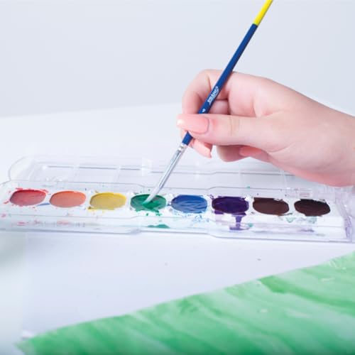Prang Washable Semi-Moist Watercolors Oval Pan Set with Size 6 Paintbrush, Non-Refillable, 8 Assorted Colors, Pack of 6 - style: 8 Color (Pack of 6)