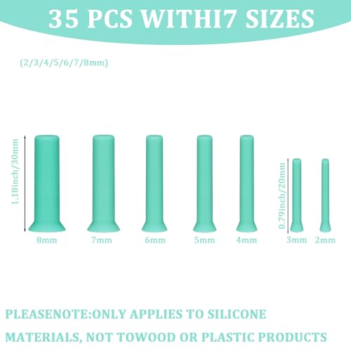 35Pcs Hole Maker for Resin 7 Sizes Drill-Free Silicone Inserts for Epoxy | Reusable with Suction Base, 7 sizes (2-8mm), Perfect for Making Jewelry, Keychain, Earring, Pendants (Green) - color: Green