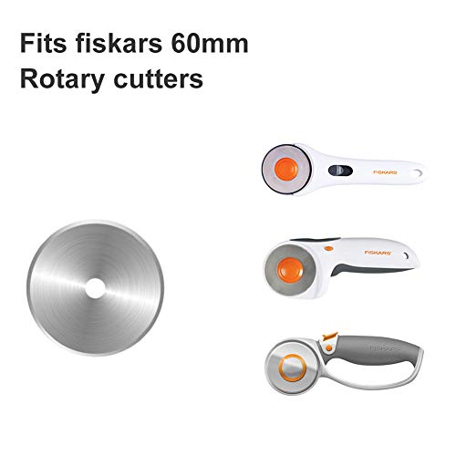 Rotary Cutter Blades 60mm - 5 Pack Refill Rotary Blades 60 mm Fits for Fiskars 60mm Rotary Cutter, Sharp and Durable - color: 60MM Blades