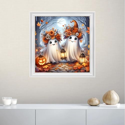 TYPUSOK Halloween Diamond Art Kits for Adults,Round Full Drill 5D Diamond Painting Kits for Beginners,Ghost DIY Diamond Dots Pictures Gem Art Kit,Home Wall Decor 13.78x13.78in - color: Halloween-2