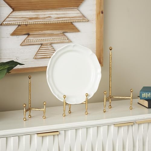 Deco 79 Metal Easel, Set of 3 Stand 12", 10", 8"H, Gold - color: Gold